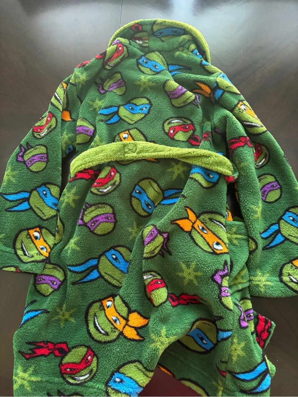 Nickelodeon Teenage Mutant Ninja Turtles Green Fleece Robe with Multicolor Faces